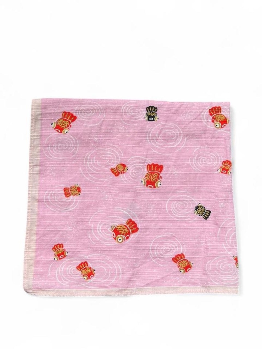 Vintage Japanese lucky koi fish print Handkerchief Japan pink square GUC y2k